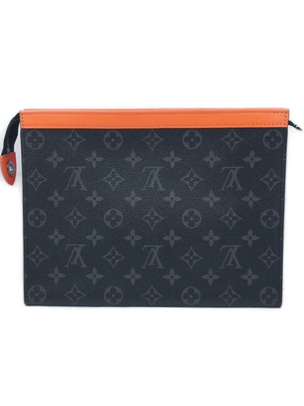 Louis Vuitton Pochette Voyage MM Clutch Black Gray Orange - Picture 2 of 9